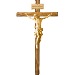 Cristo Pisa en cruz recta con Titulus Crucis en hebreo - latín - griego